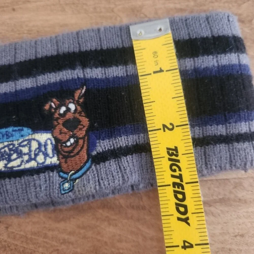 Vintage 2002 Scooby-Doo Striped Knit Headband Grey Navy Y2K Hanna‎ Barbera